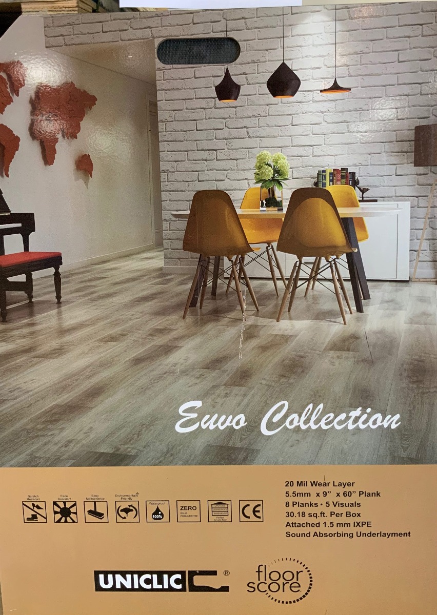 SPC Flooring Barcelona color, Euvo Collection 5" x 9" x 0.21